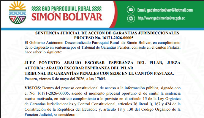 Publicación de Sentencia Causa 16171-2026-00005