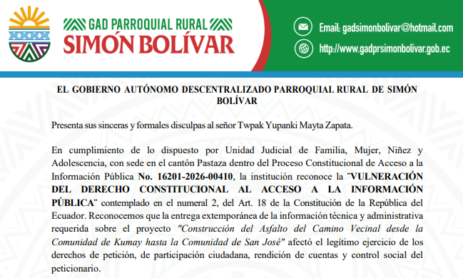 Disculpas Públicas 16201-2026-00410